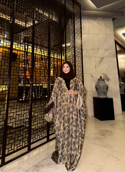 ✨ Printed Satin Silk Abaya