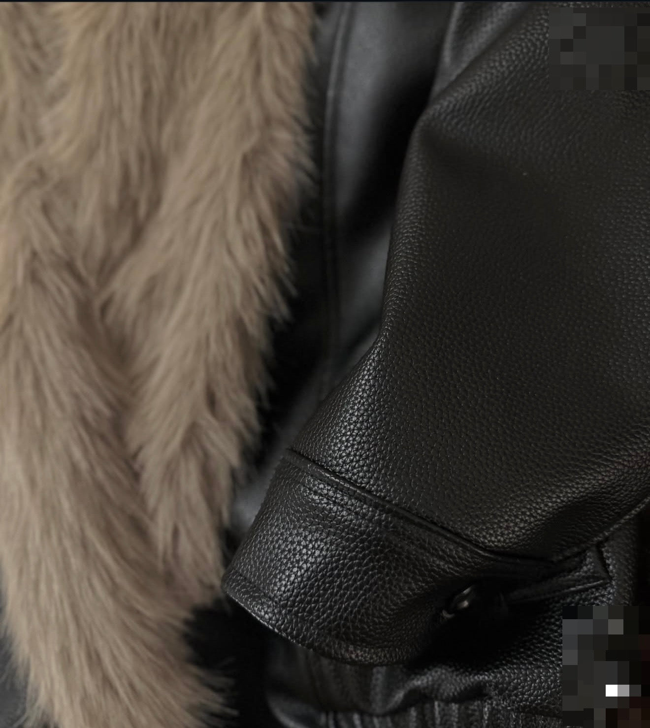 NOIR FUR COLLAR LEATHER JACKET