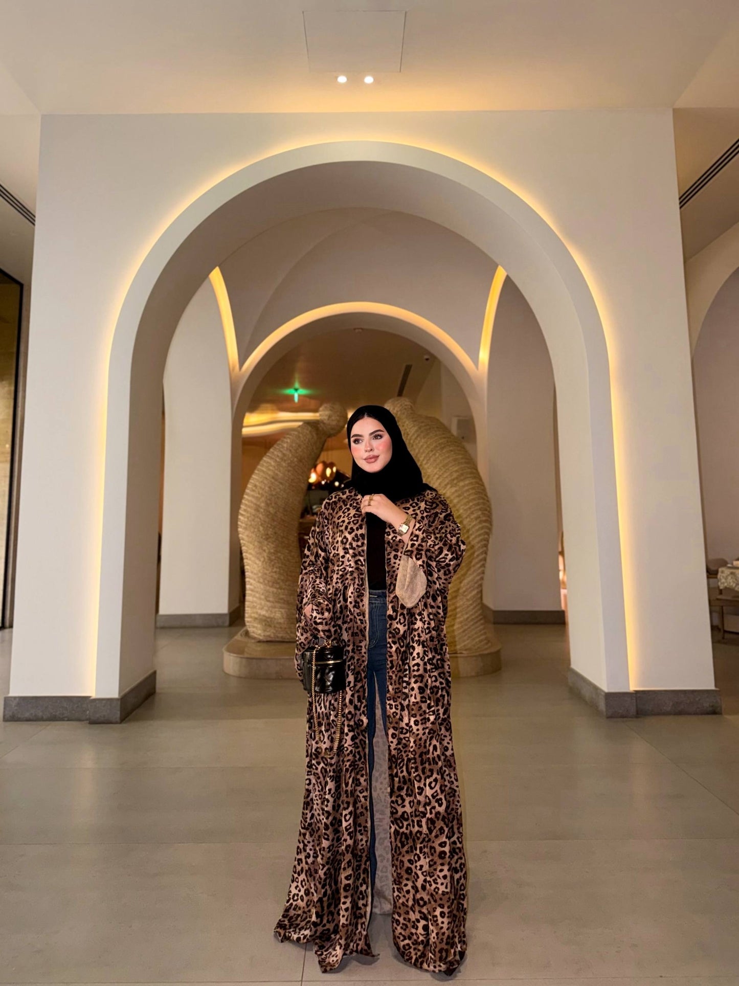 Leopard Satin Silk Abaya🐆