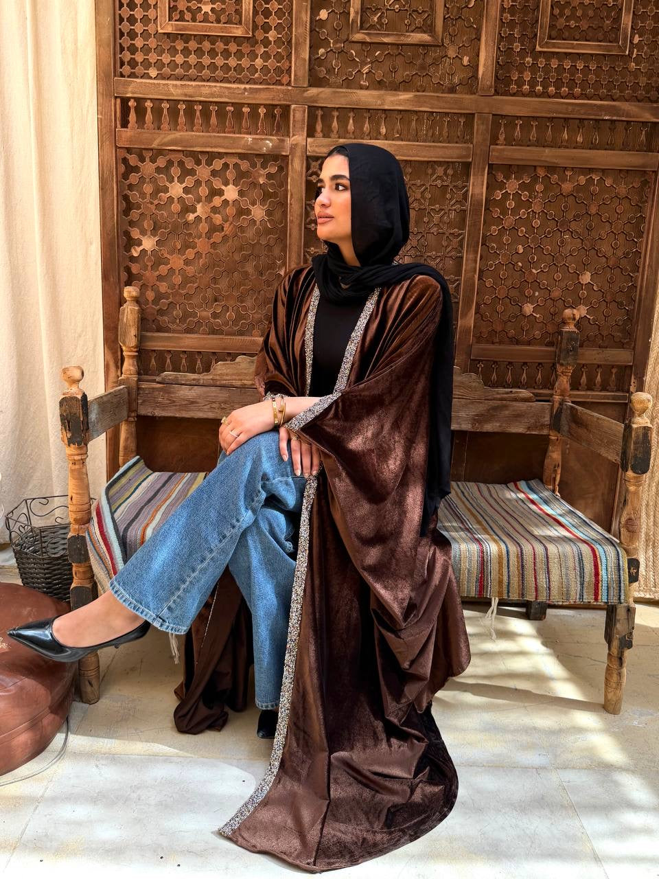 Velvet Luxe Open Abaya ✨