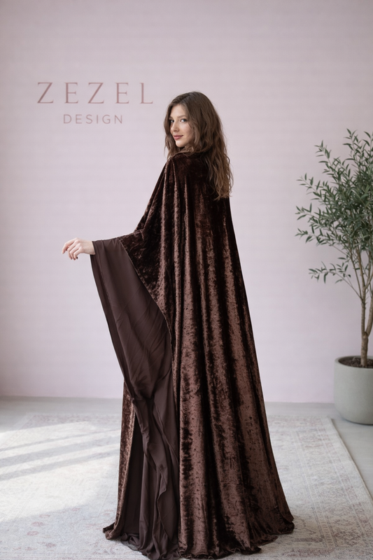 Mocha Velvet Flow Abaya 🤎