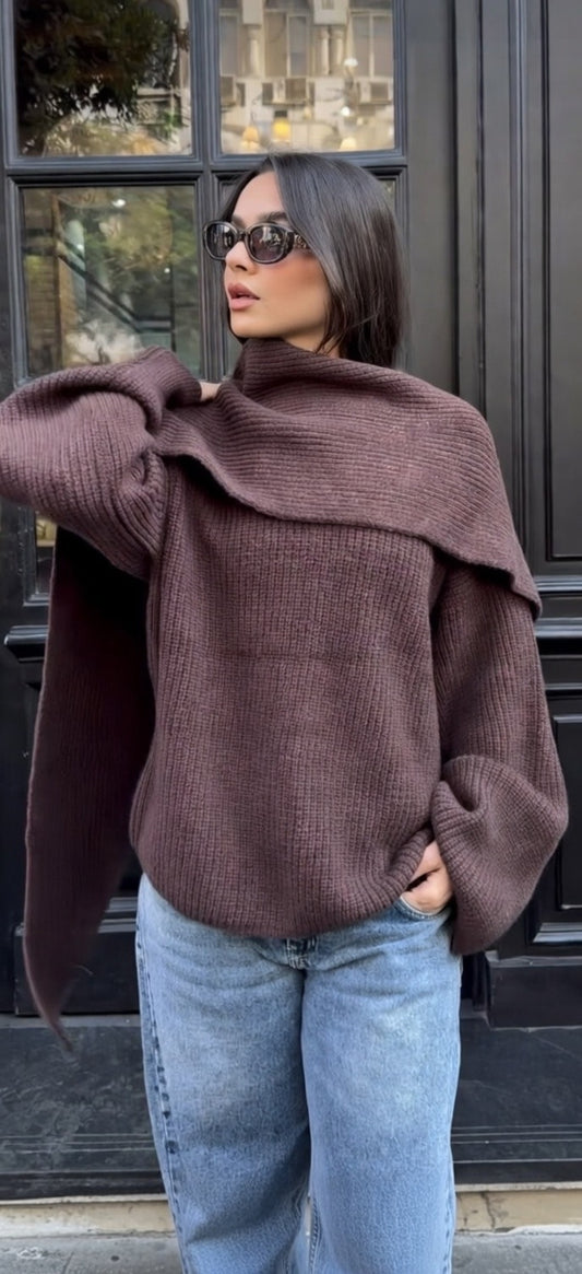 Zezil Cozy Scarf Knit Sweater