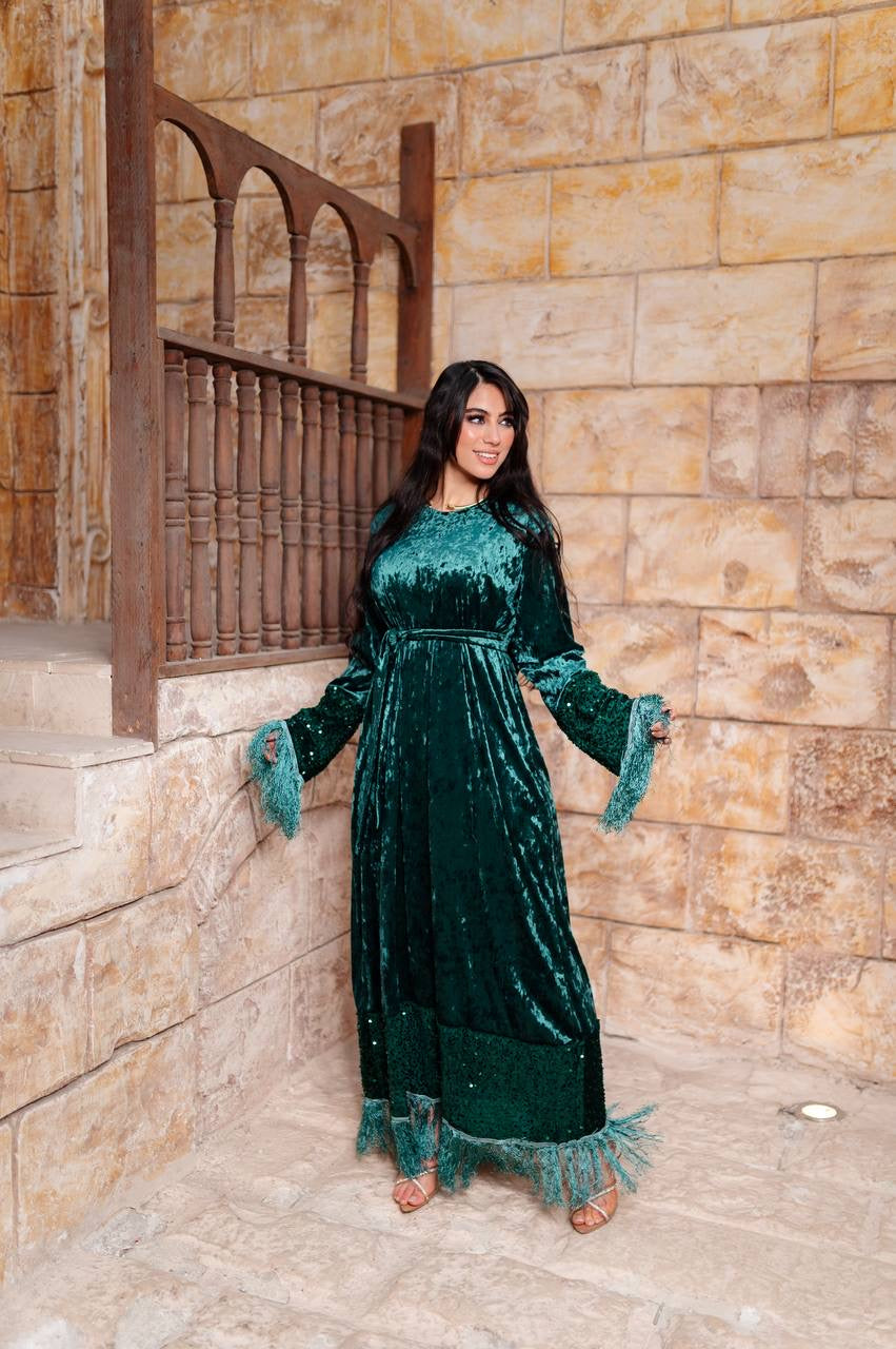 Velvet Sequin Fringe Dress