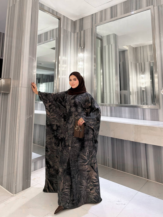 Eid Luxury Abaya – Charcoal Marble