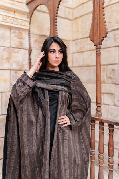 Striped Draped Abaya