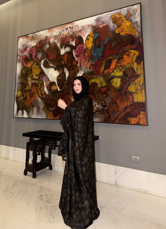🤎Printed Satin Silk Abaya