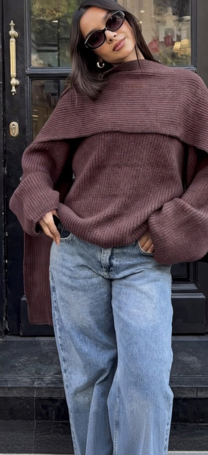 Zezil Cozy Scarf Knit Sweater