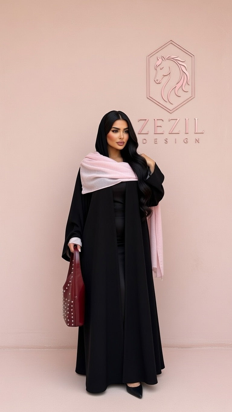 Noir Blush Elegance Abaya🖤🌸