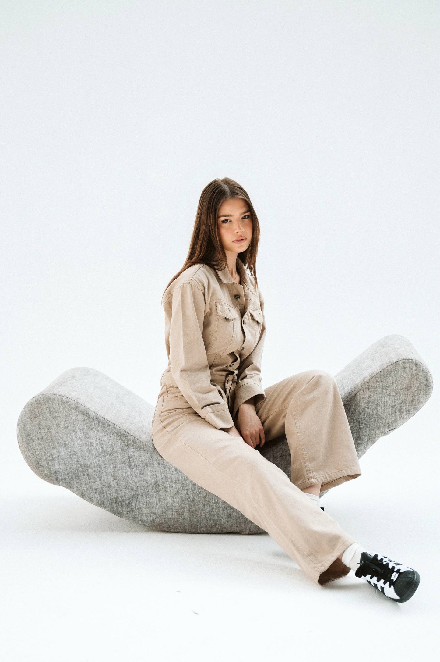 Jeans Beige Jumpsuit