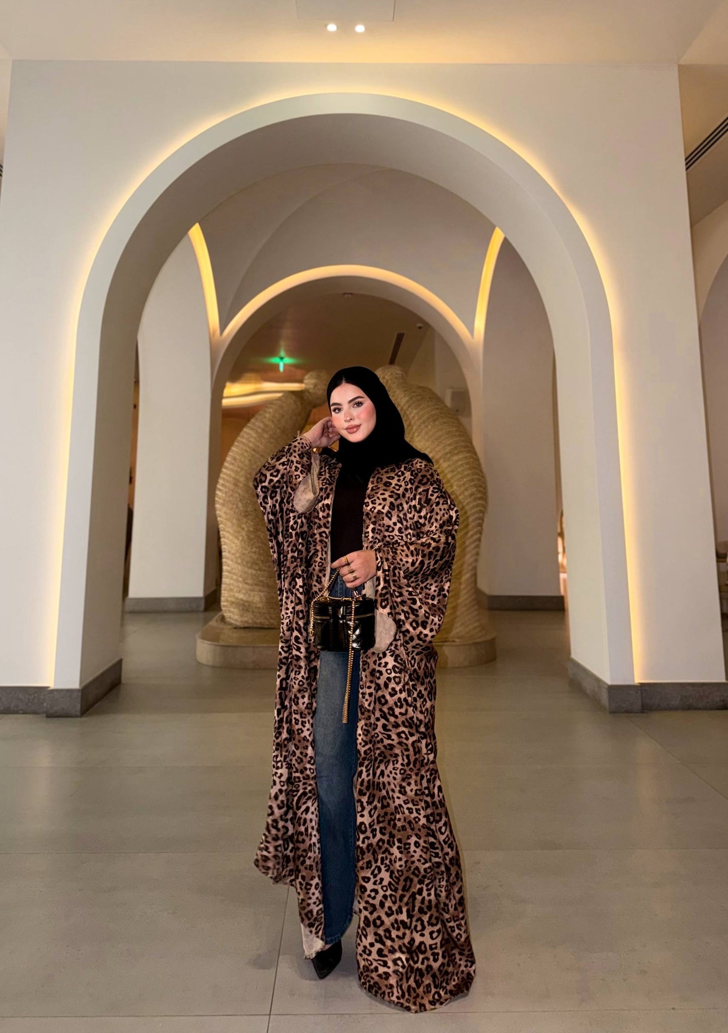 Leopard Satin Silk Abaya🐆