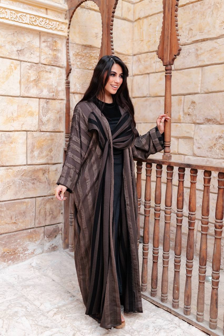 Striped Draped Abaya