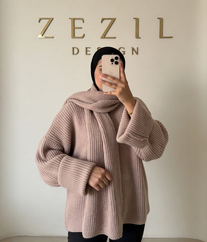 Zezil Cozy Scarf Knit Sweater