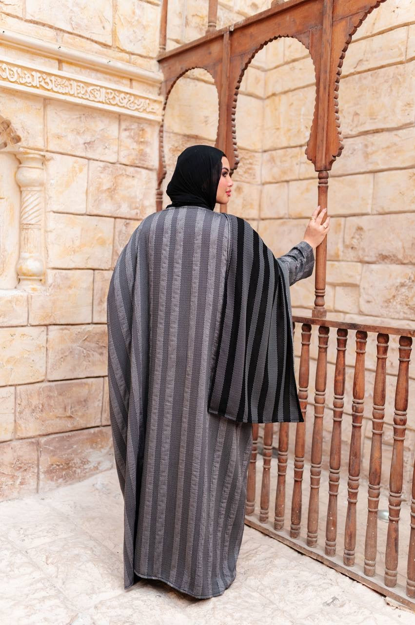 Striped Draped Abaya