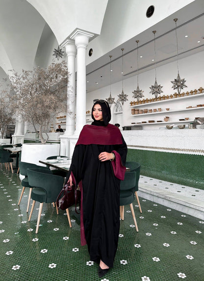 Velora Burgundy Cardigan Abaya