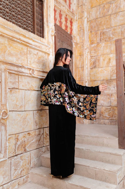 Handmade Embroidered Velvet Abaya