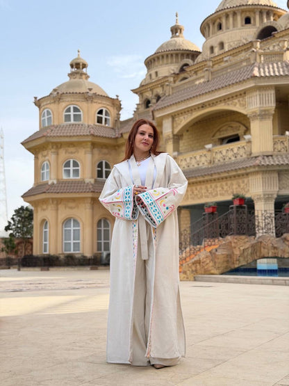 Zezil Hand-Embroidered Linen Kaftan