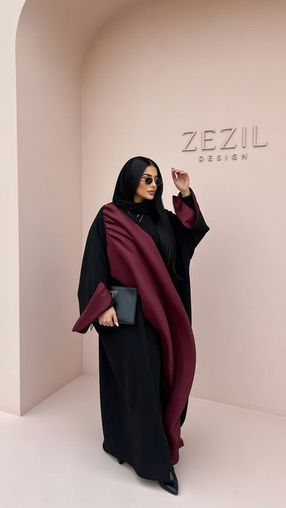 Velora Burgundy Cardigan Abaya