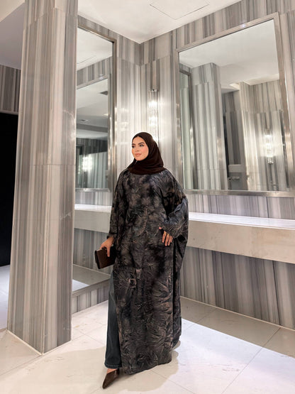 Eid Luxury Abaya – Charcoal Marble