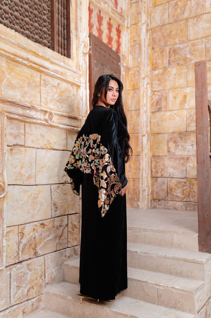 Handmade Embroidered Velvet Abaya