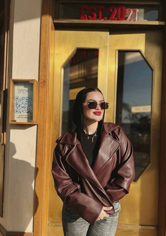 Classic Oversized Leather Jacket