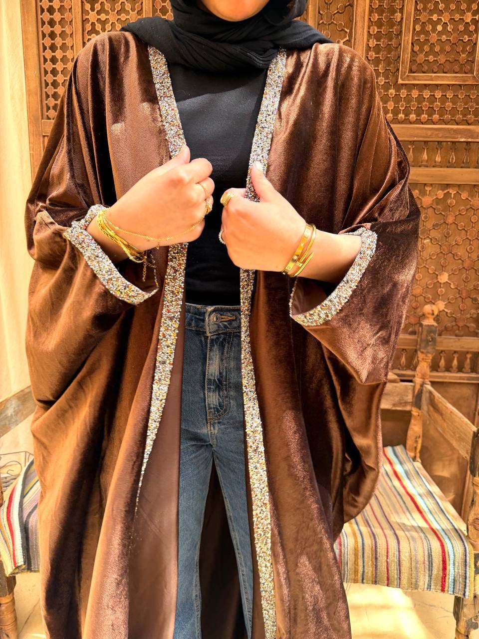 Velvet Luxe Open Abaya ✨