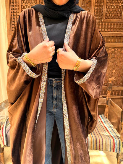 Velvet Luxe Open Abaya ✨