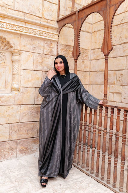 Striped Draped Abaya