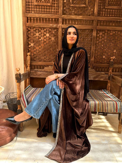 Velvet Luxe Open Abaya ✨