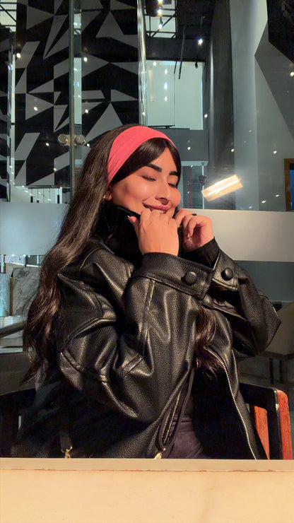 Funnel Neck Leather Jacket 🖤