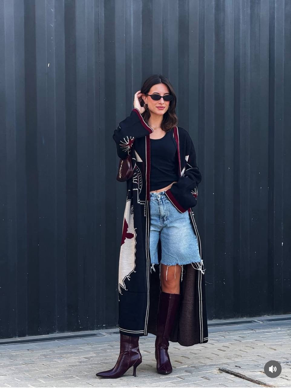 Embroidered Long Knit Cardigan
