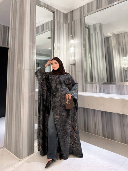 Eid Luxury Abaya – Charcoal Marble