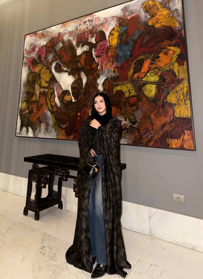 🤎Printed Satin Silk Abaya