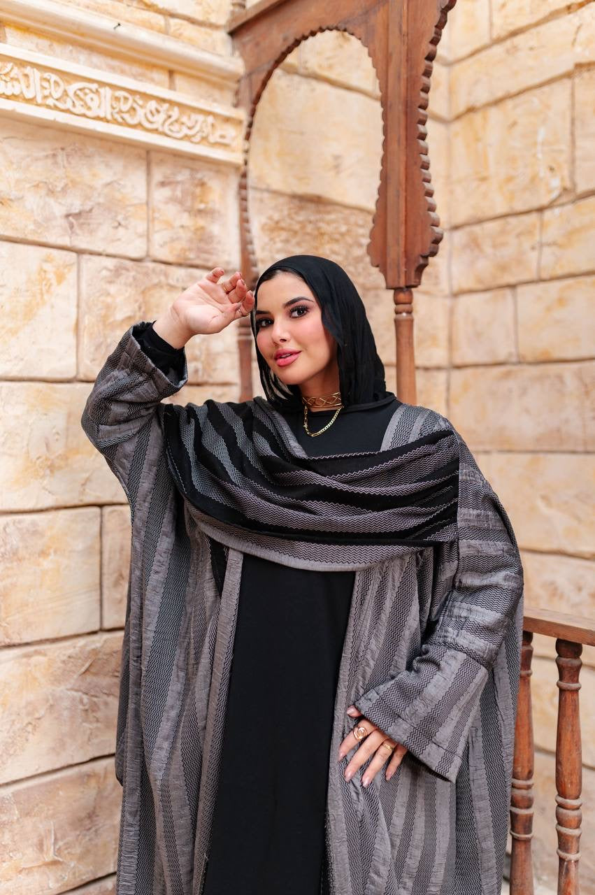 Striped Draped Abaya
