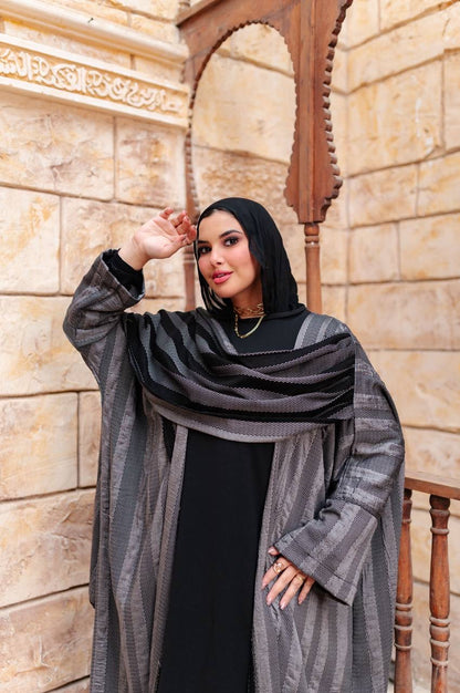 Striped Draped Abaya