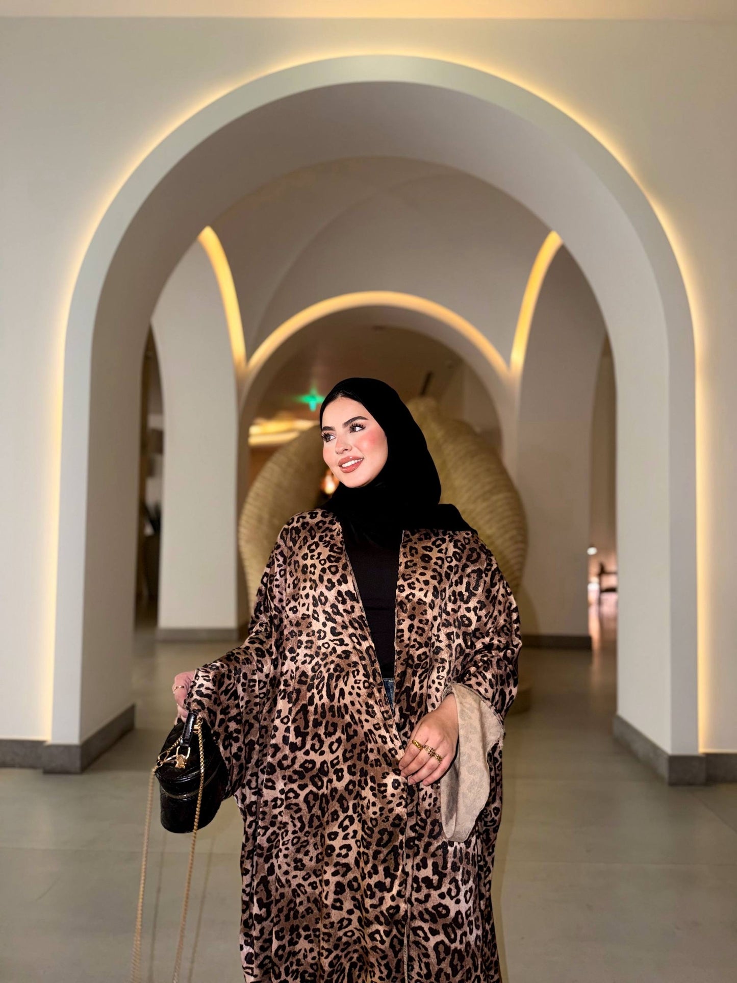 Leopard Satin Silk Abaya🐆