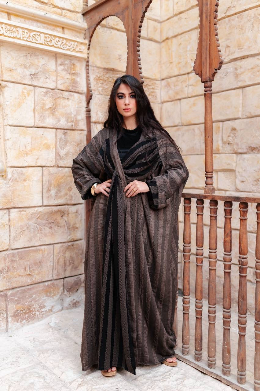 Striped Draped Abaya