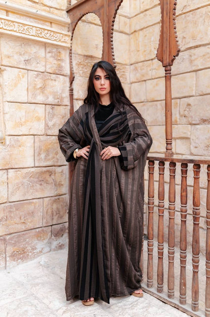 Striped Draped Abaya