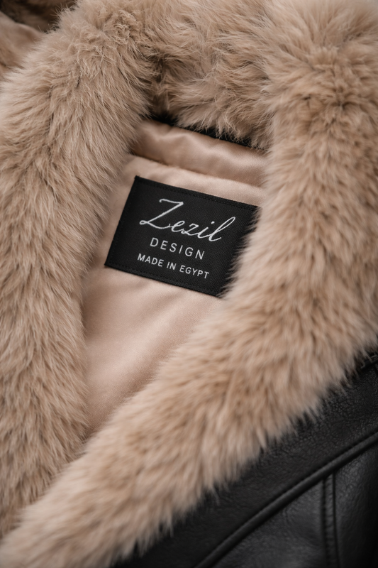 NOIR FUR COLLAR LEATHER JACKET