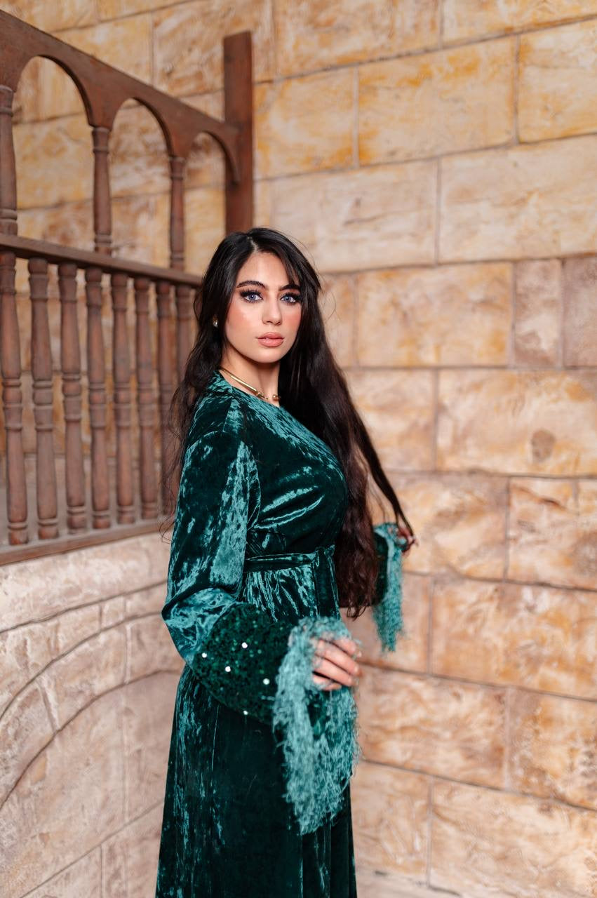 Velvet Sequin Fringe Dress