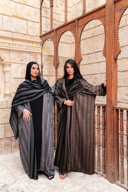 Striped Draped Abaya