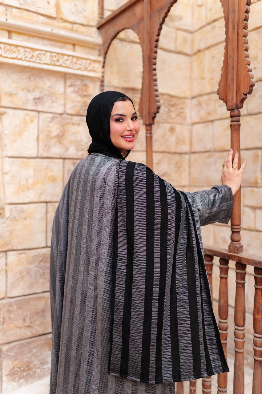 Striped Draped Abaya