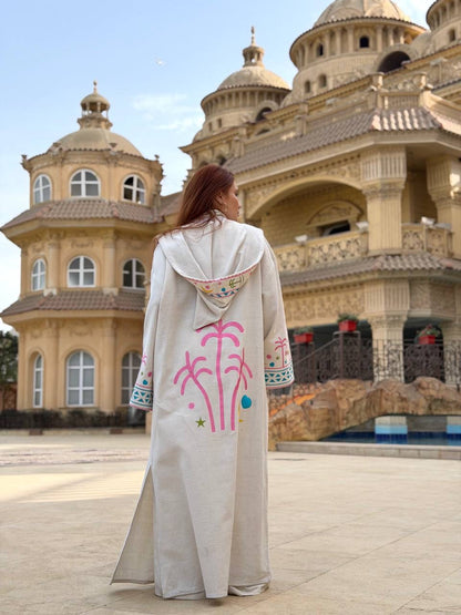 Zezil Hand-Embroidered Linen Kaftan