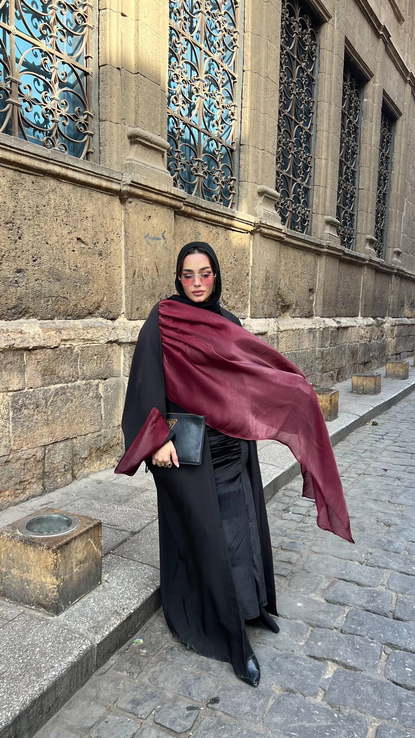 Velora Burgundy Cardigan Abaya