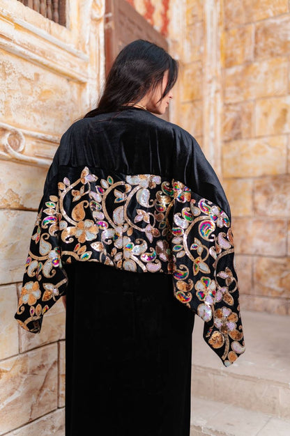 Handmade Embroidered Velvet Abaya