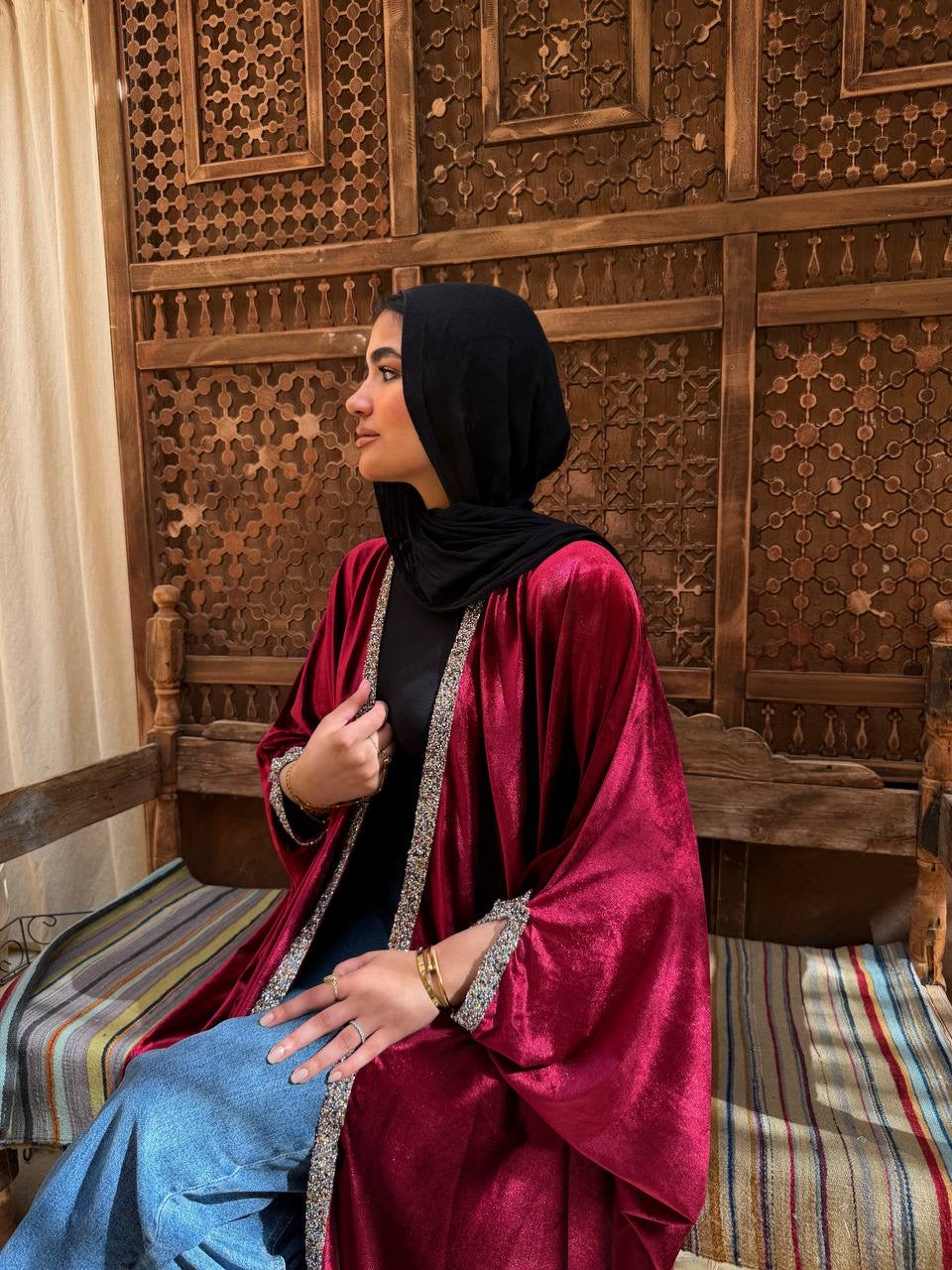 Velvet Luxe Open Abaya ✨