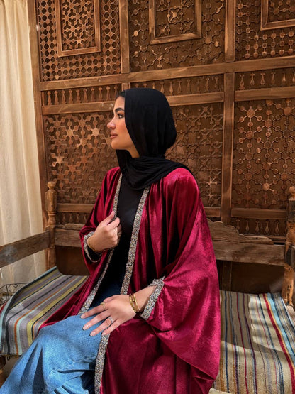 Velvet Luxe Open Abaya ✨