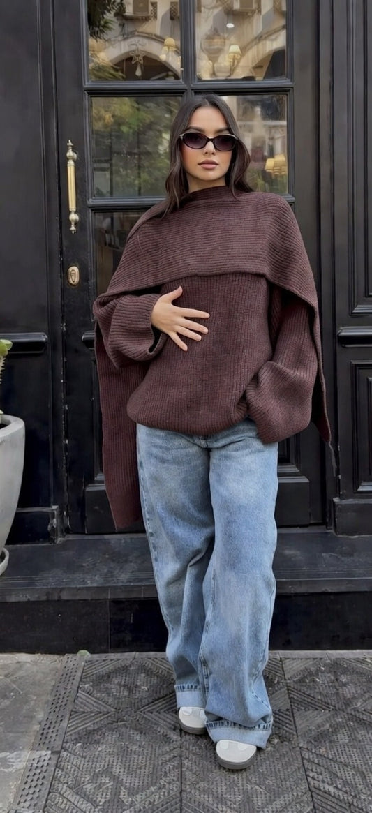 Zezil Cozy Scarf Knit Sweater