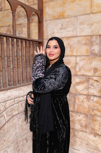 Velvet Sequin Fringe Dress