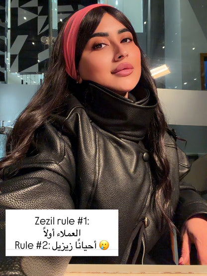 Funnel Neck Leather Jacket 🖤