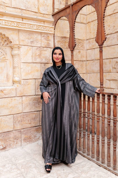 Striped Draped Abaya